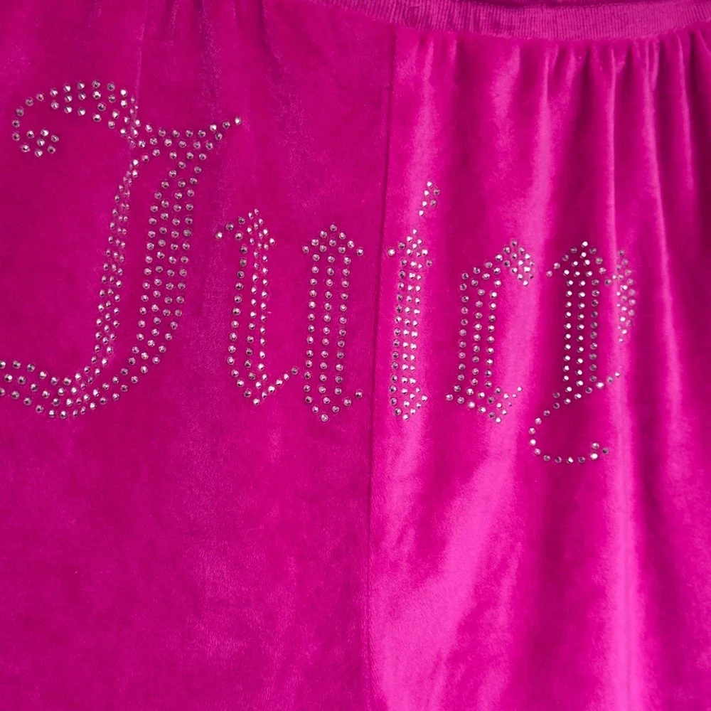 Juicy Couture Magenta Pink Velour Rhinestone Logo Wide‎ Leg Sleepwear Pants XL